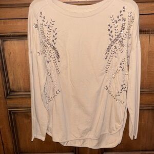 Cello Cream Sweatshirt with Silver Embroidery